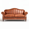 Leather upholstered comfortable loveseat for living room in brown color