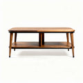 Wood coffee table with open storage shelf and tapered legs 120 x 60 x 45cm