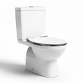 Two-piece porcelain toilet with sleek design and standard size 70 x 40 x 80cm