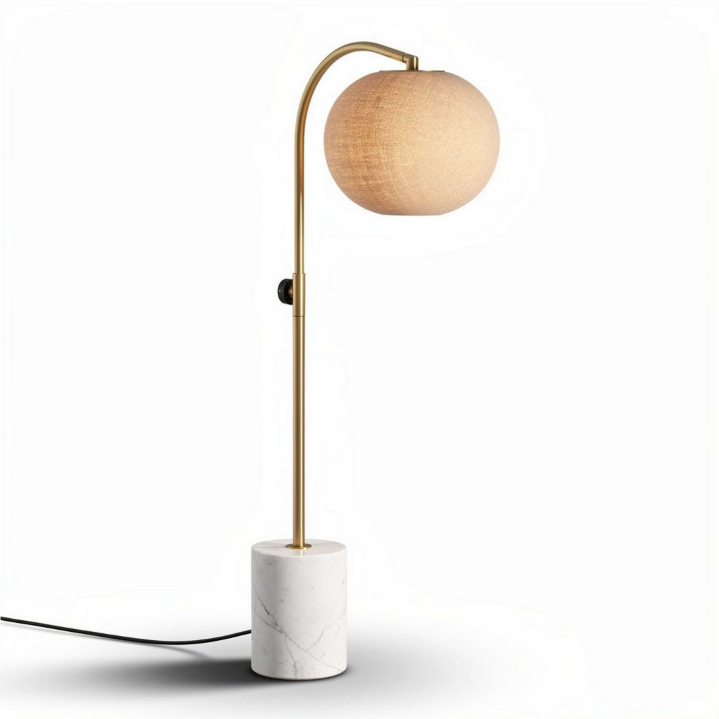 Marble base table lamp with wooden shade and adjustable arm 40 x 20 x 60cm