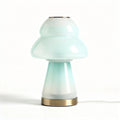 Mushroom shaped glass table lamp in pink and white 20 x 20 x 30cm