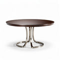 Round dining table with wood top and stainless steel base 120 x 120 x 75cm