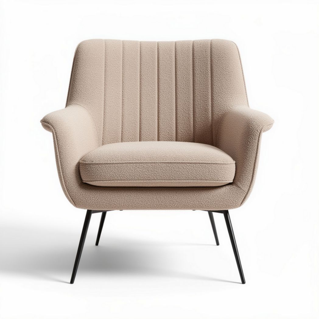 Boucle accent chair with metal legs for living room or office use 85 x 75 x 85cm